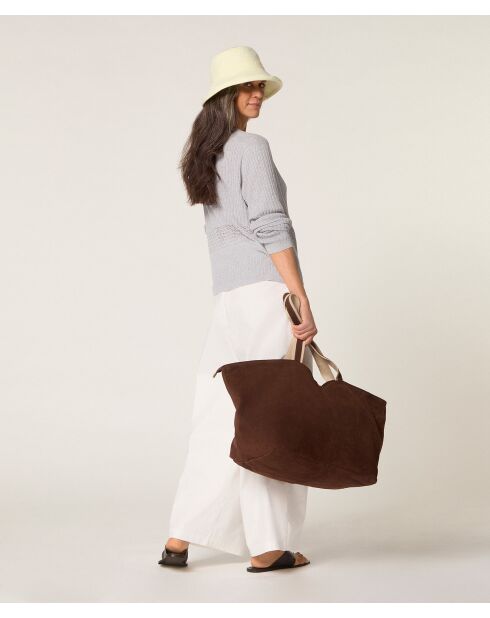 Lichtgrijs vest met V-hals Emi