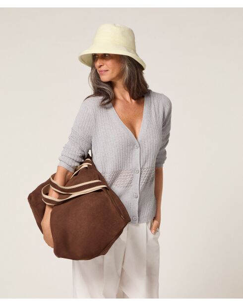 Lichtgrijs vest met V-hals Emi