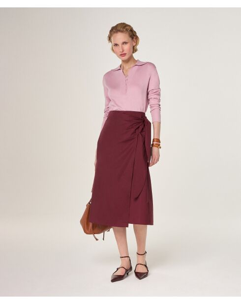 Keiko weiß-roter burgunderfarbener Baumwollrock