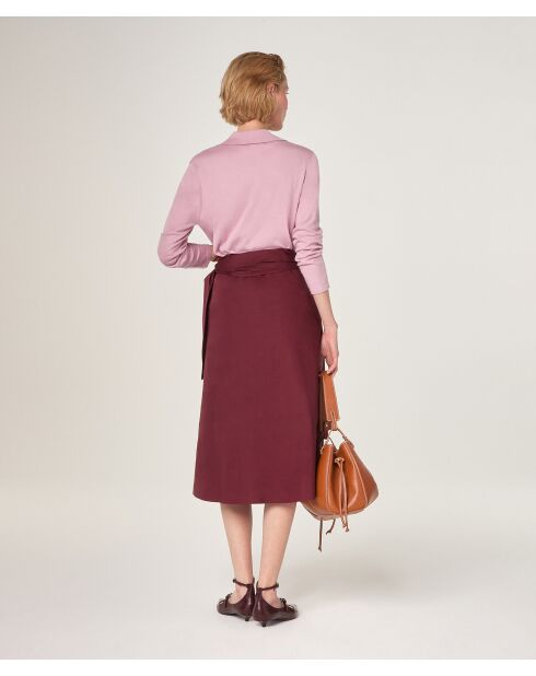 Keiko weiß-roter burgunderfarbener Baumwollrock