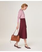 Keiko weiß-roter burgunderfarbener Baumwollrock