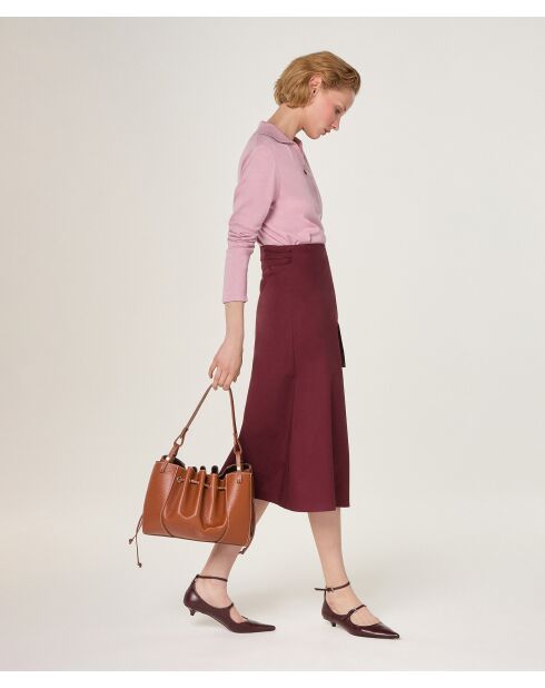 Keiko weiß-roter burgunderfarbener Baumwollrock