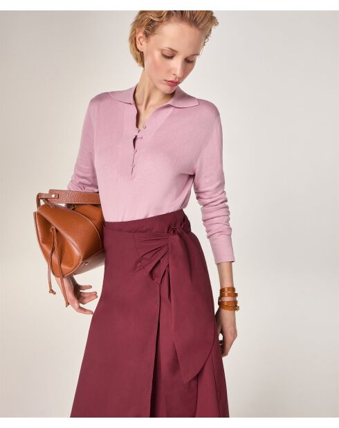 Keiko weiß-roter burgunderfarbener Baumwollrock