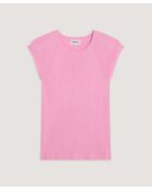 Rosafarbener Pullover mit kurzen Ärmeln aus Rayo