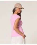 Rosafarbener Pullover mit kurzen Ärmeln aus Rayo