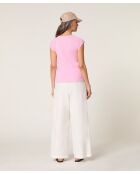 Rosafarbener Pullover mit kurzen Ärmeln aus Rayo