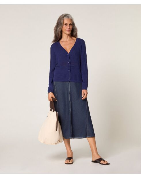 Marineblaue Weste Emi mit V-Ausschnitt