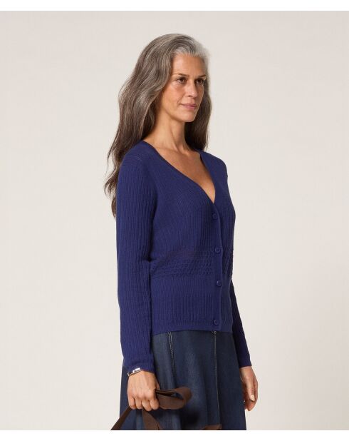 Marineblaue Weste Emi mit V-Ausschnitt