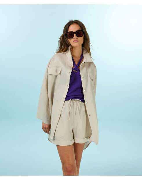 Camicia beige Malaika in lino