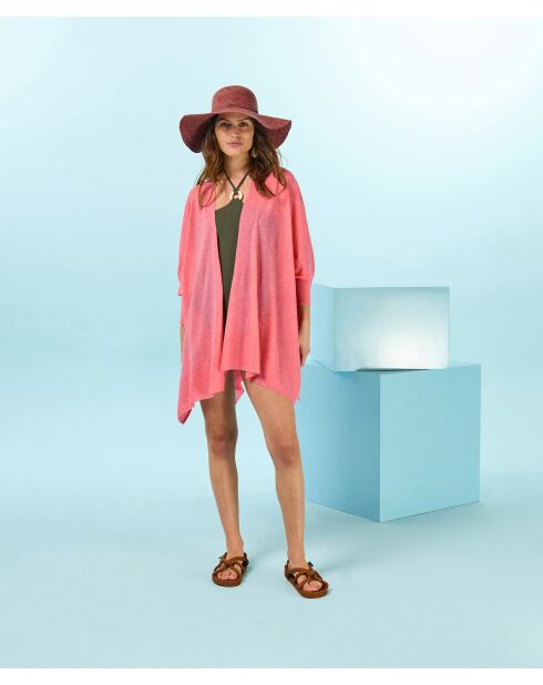 Gilet flou ouvert Ayo rose pêche