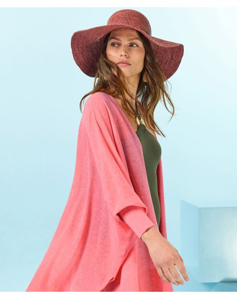 Gilet flou ouvert Ayo rose pêche