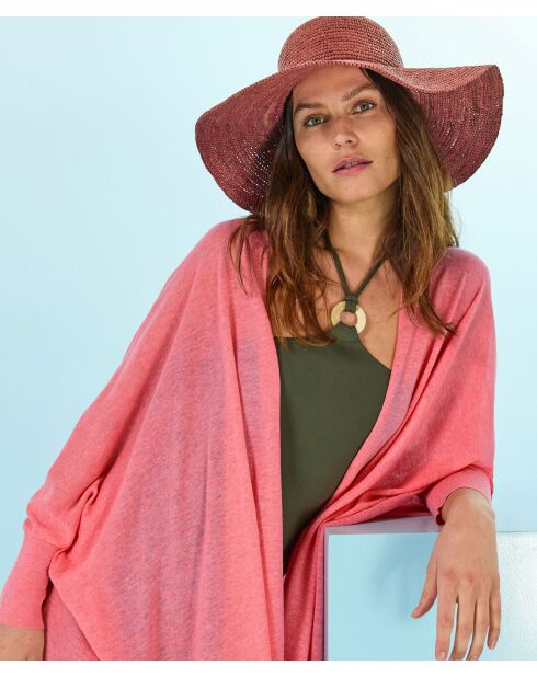 Gilet flou ouvert Ayo rose pêche