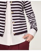 Gestreifte Baumwollweste Esche mit Raglanärmeln in Auberginenfarben