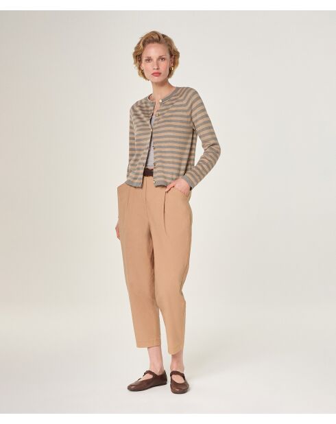 Ehe Gestreept vest met raglanmouwen Mouse Grey