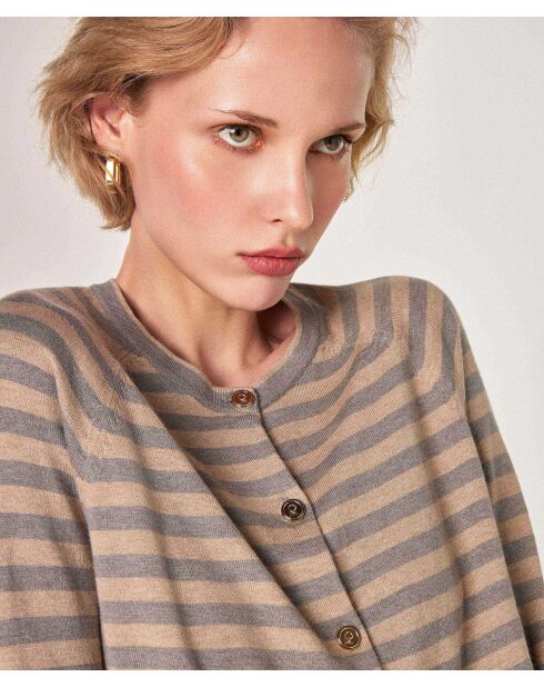 Ehe Gestreept vest met raglanmouwen Mouse Grey