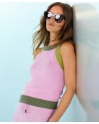 Hellrosafarbenes ärmelloses Baumwolltop mit Rundhalsausschnitt Imane