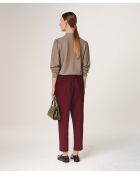 Pull col lavallière en laine Hanae marron taupe
