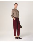 Pull col lavallière en laine Hanae marron taupe