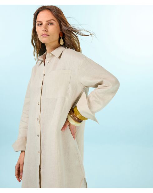 Robe chemise en lin Kadija beige