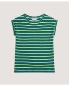 T-Shirt manches courtes Raye en coton Dasy vert bouteille