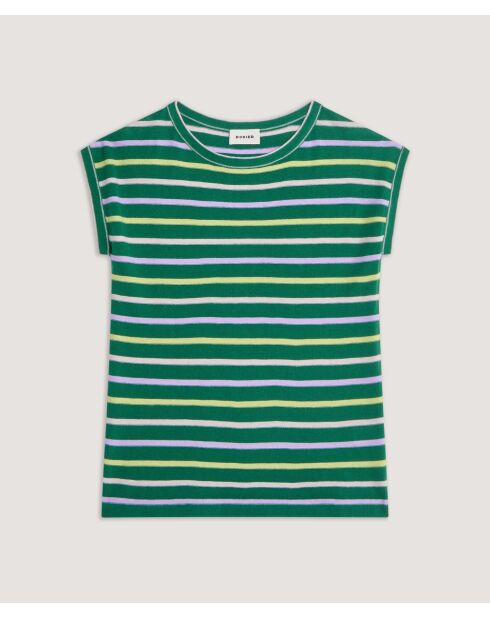 T-Shirt manches courtes Raye en coton Dasy vert bouteille