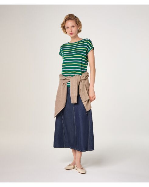 T-Shirt manches courtes Raye en coton Dasy vert bouteille