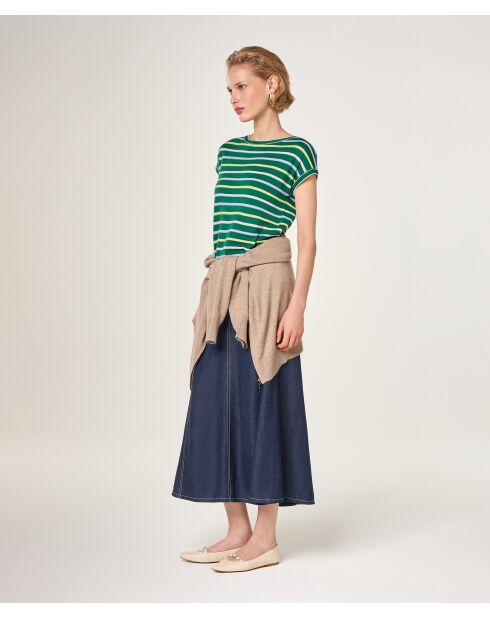 T-Shirt manches courtes Raye en coton Dasy vert bouteille