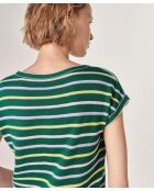 T-Shirt manches courtes Raye en coton Dasy vert bouteille