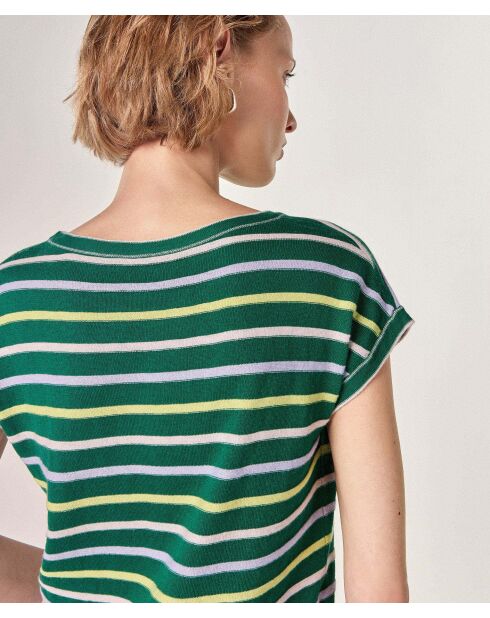 T-Shirt manches courtes Raye en coton Dasy vert bouteille