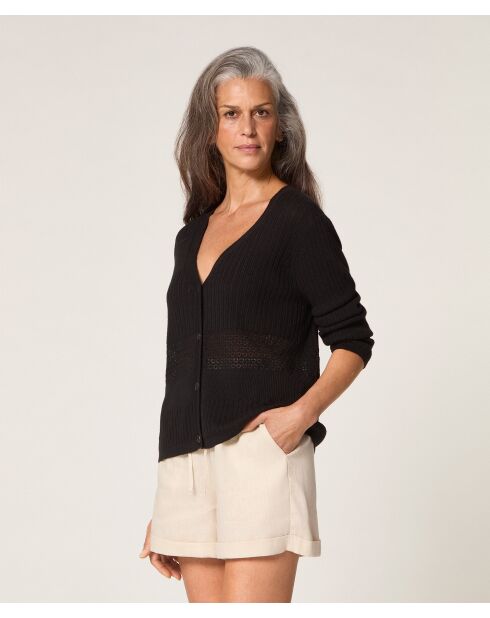 Emi zwart vest met v-hals