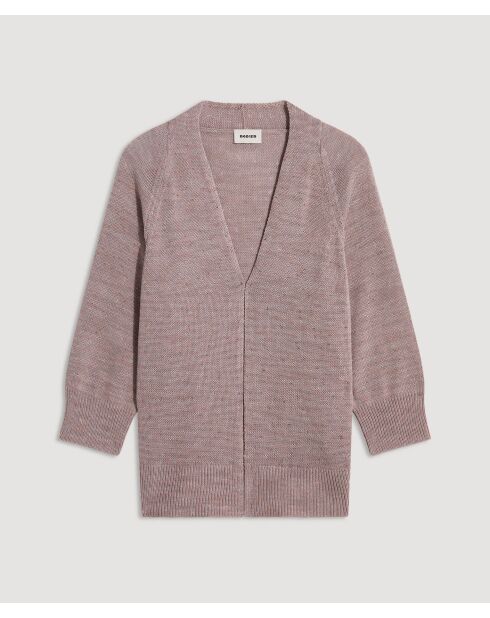 Ife beige melierte, offene Weste mit Puffärmeln