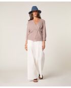 Ife beige melierte, offene Weste mit Puffärmeln