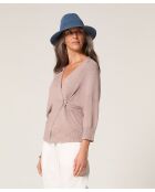 Ife beige melierte, offene Weste mit Puffärmeln