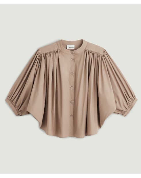 Camicia ampia Zuri in cotone beige