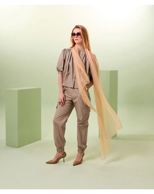 Camicia ampia Zuri in cotone beige