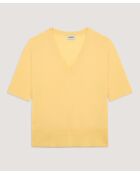 Pull en laine col V manches courtes Mei jaune