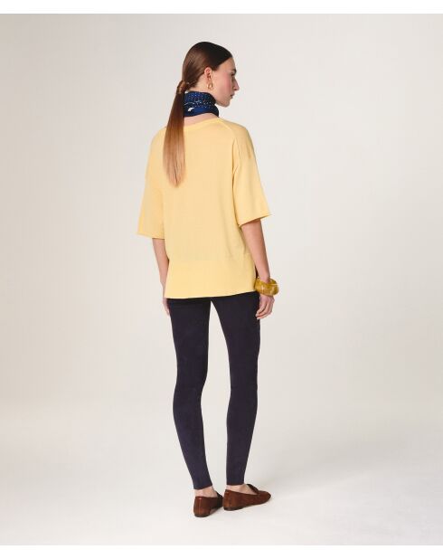 Pull en laine col V manches courtes Mei jaune