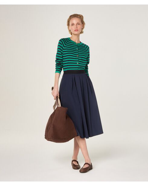 Esche gestreifte Weste mit Raglanärmeln dunkelgrün