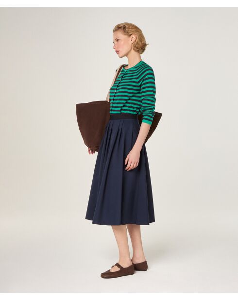 Esche gestreifte Weste mit Raglanärmeln dunkelgrün