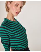 Esche gestreifte Weste mit Raglanärmeln dunkelgrün