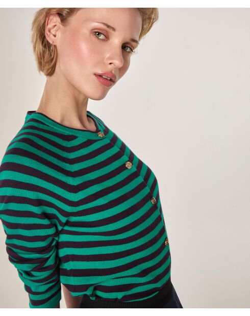 Esche gestreifte Weste mit Raglanärmeln dunkelgrün