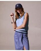 Himmelblaues, ärmelloses T-Shirt Souad aus Baumwolle mit V-Ausschnitt