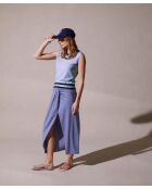 Himmelblaues, ärmelloses T-Shirt Souad aus Baumwolle mit V-Ausschnitt