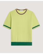 Ayana hellgrünes zweifarbiges Kurzarm-T-Shirt aus Baumwolle