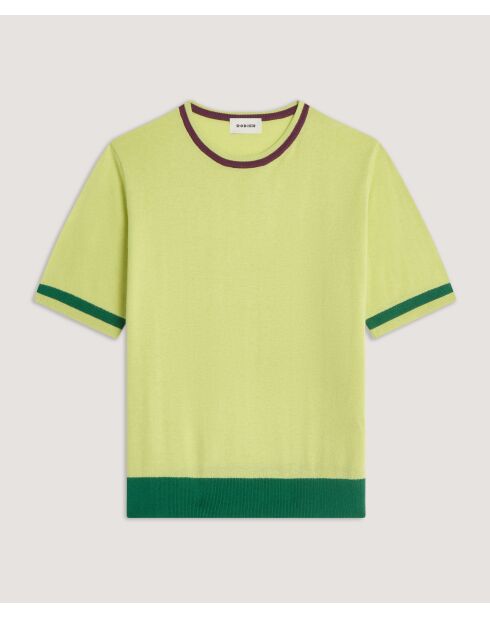 Ayana hellgrünes zweifarbiges Kurzarm-T-Shirt aus Baumwolle