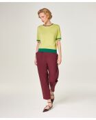 Ayana hellgrünes zweifarbiges Kurzarm-T-Shirt aus Baumwolle