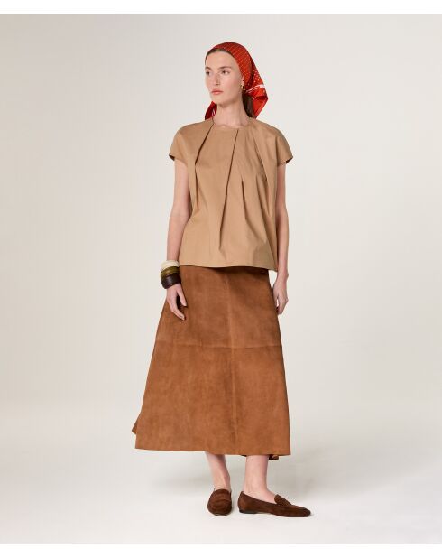 Top Daria in cotone marrone moka