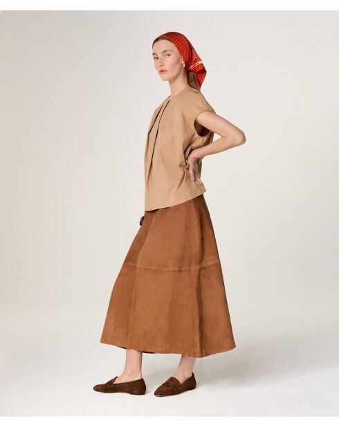 Top Daria in cotone marrone moka