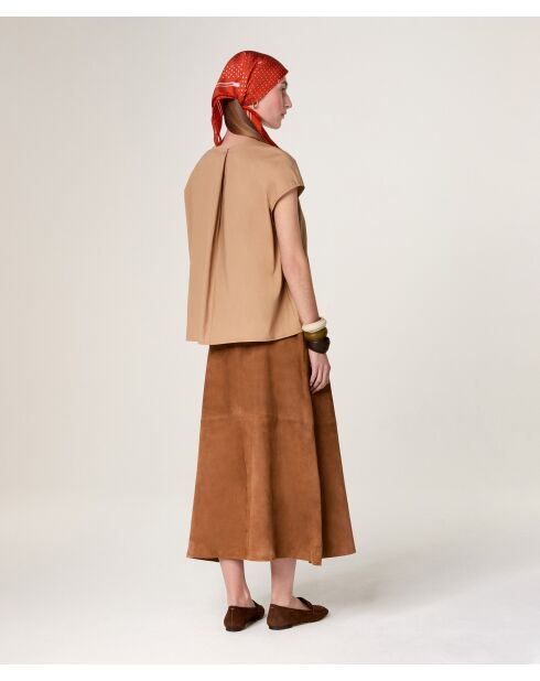 Top Daria in cotone marrone moka