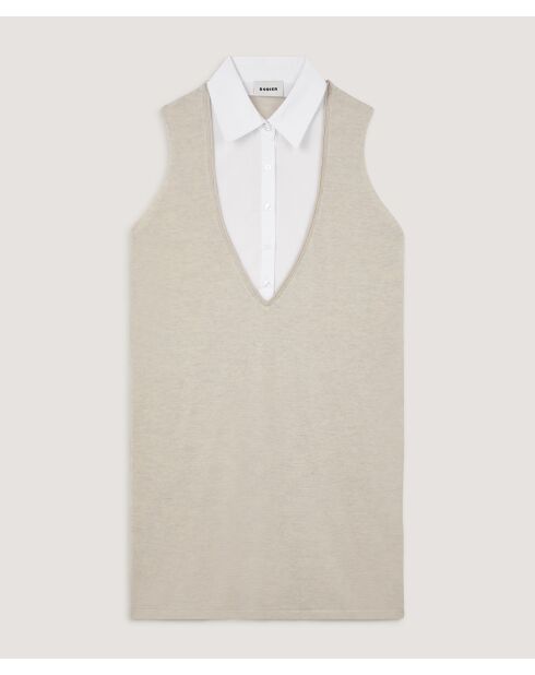 Olga wollen jurk met korte mouwen in ecru wit